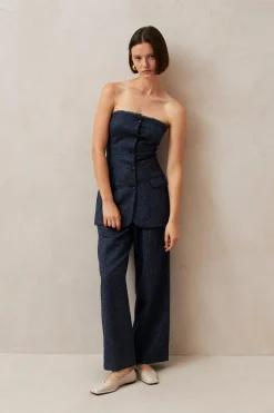 Deva Herringbone Navy Vest