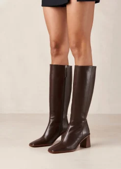 East Coffee Brown Leather Boots