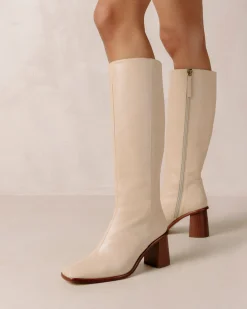 East Cream Leather Boots