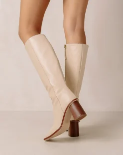 East Cream Leather Boots