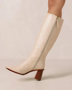 East Cream Leather Boots