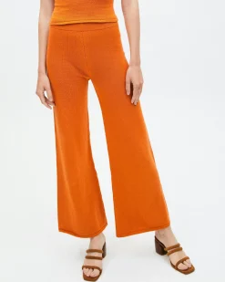 Easy Wide Knit Pants Clementine Orange