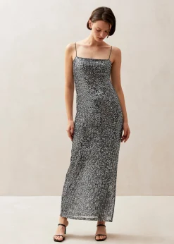 Elmi Shimmer Silver Midi Dress