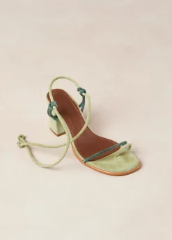 Grace Bicolor Green Leather Sandals