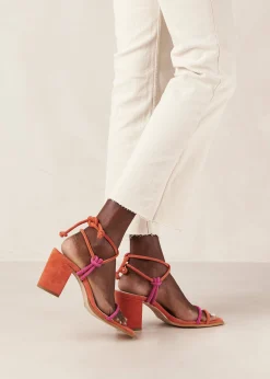 Grace Bicolor Magenta Orange Leather Sandals