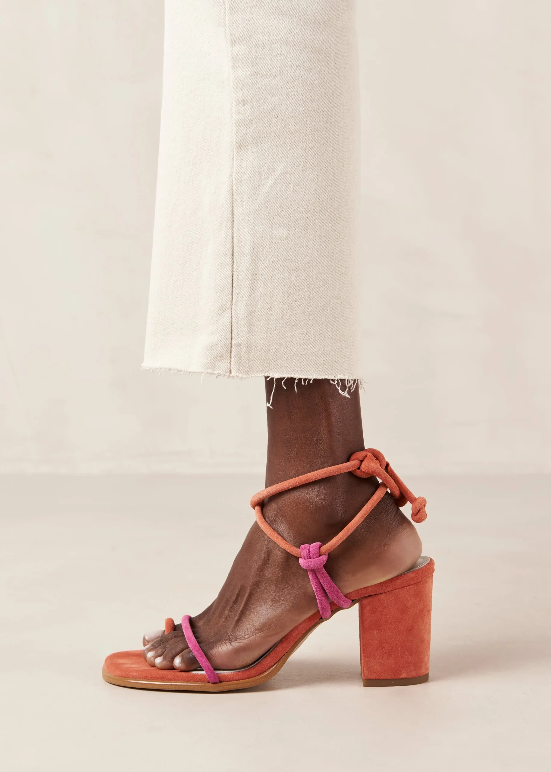 Grace Bicolor Magenta Orange Leather Sandals