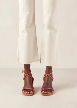 Grace Bicolor Magenta Orange Leather Sandals