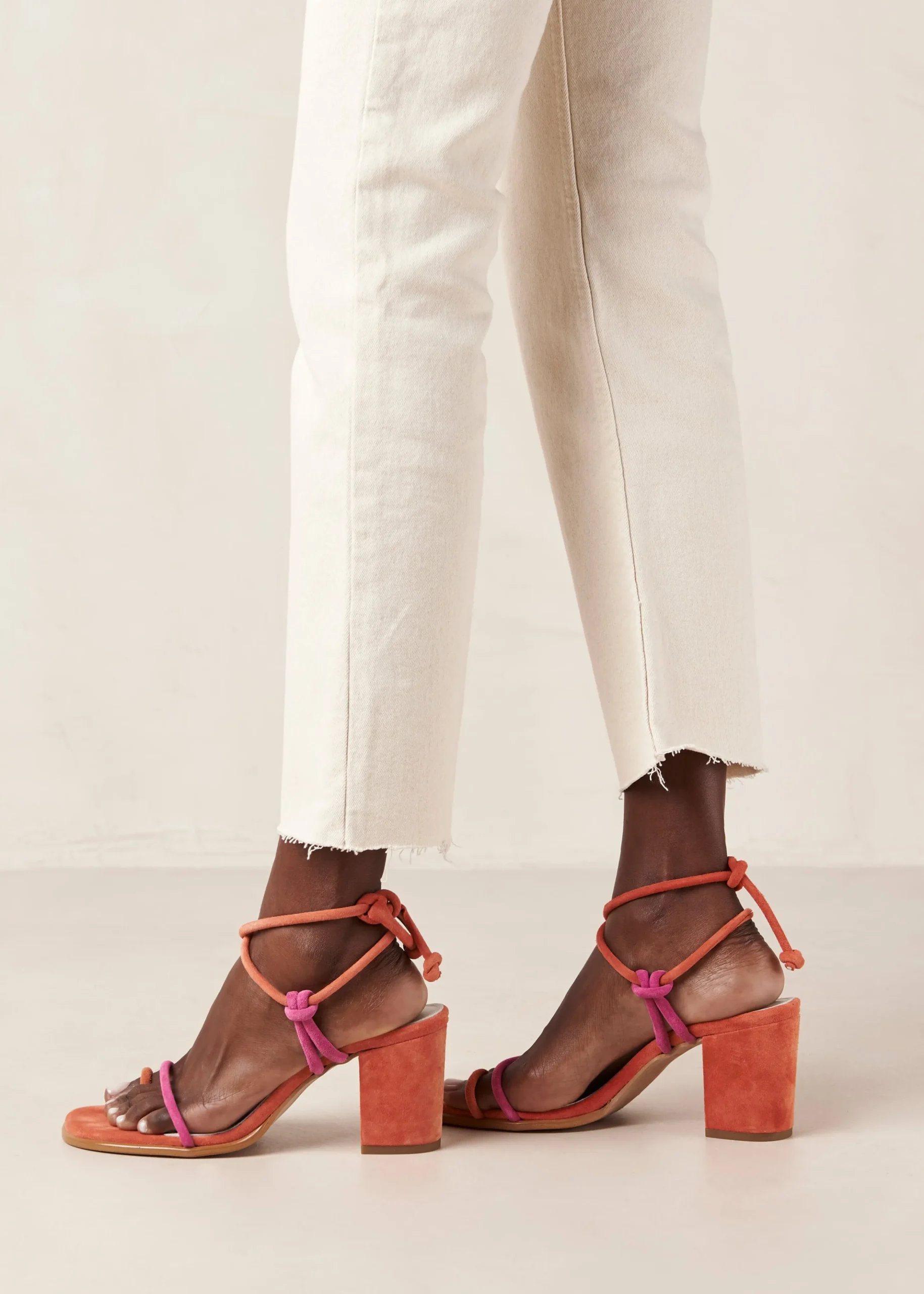 Grace Bicolor Magenta Orange Leather Sandals