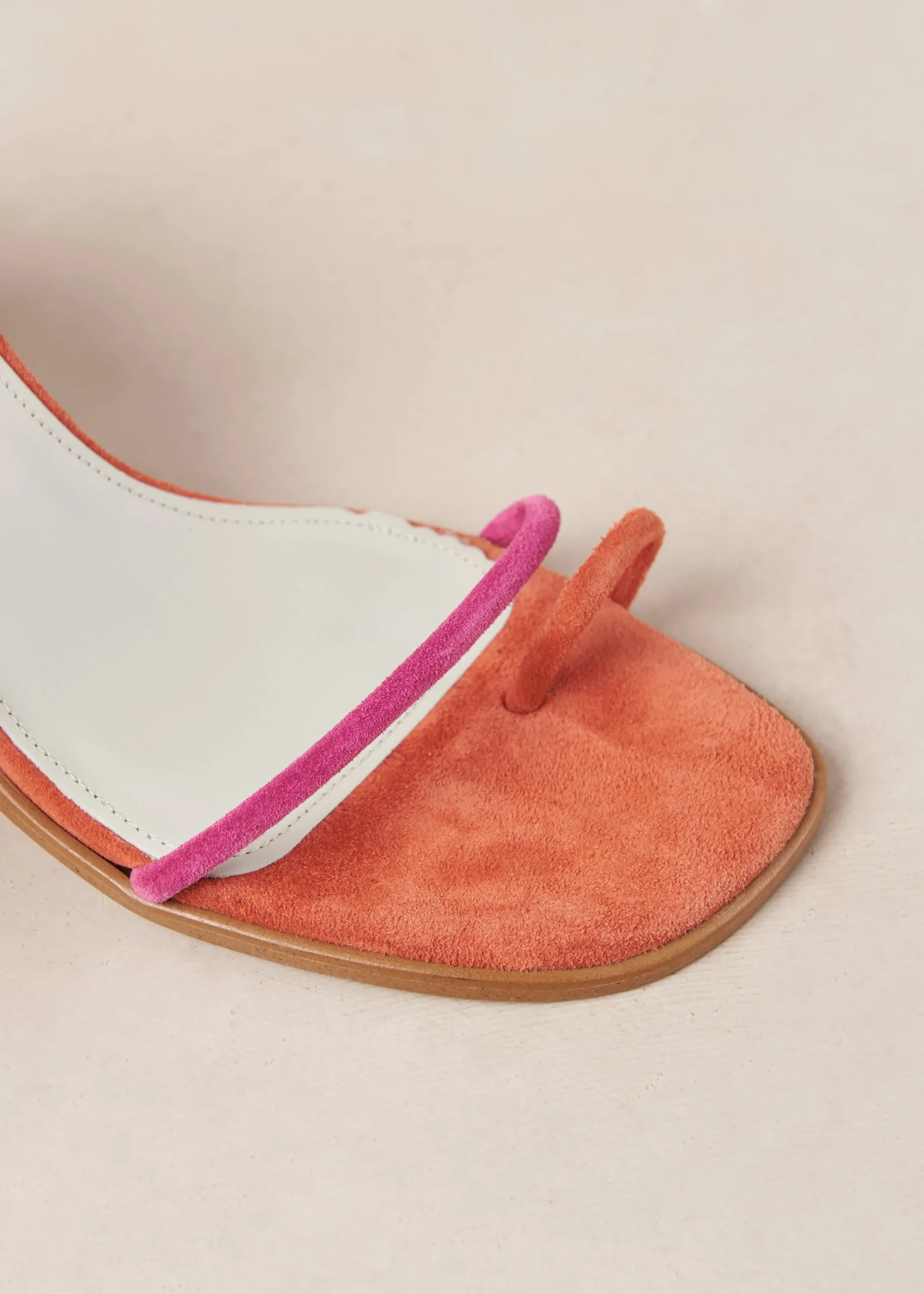 Grace Bicolor Magenta Orange Leather Sandals