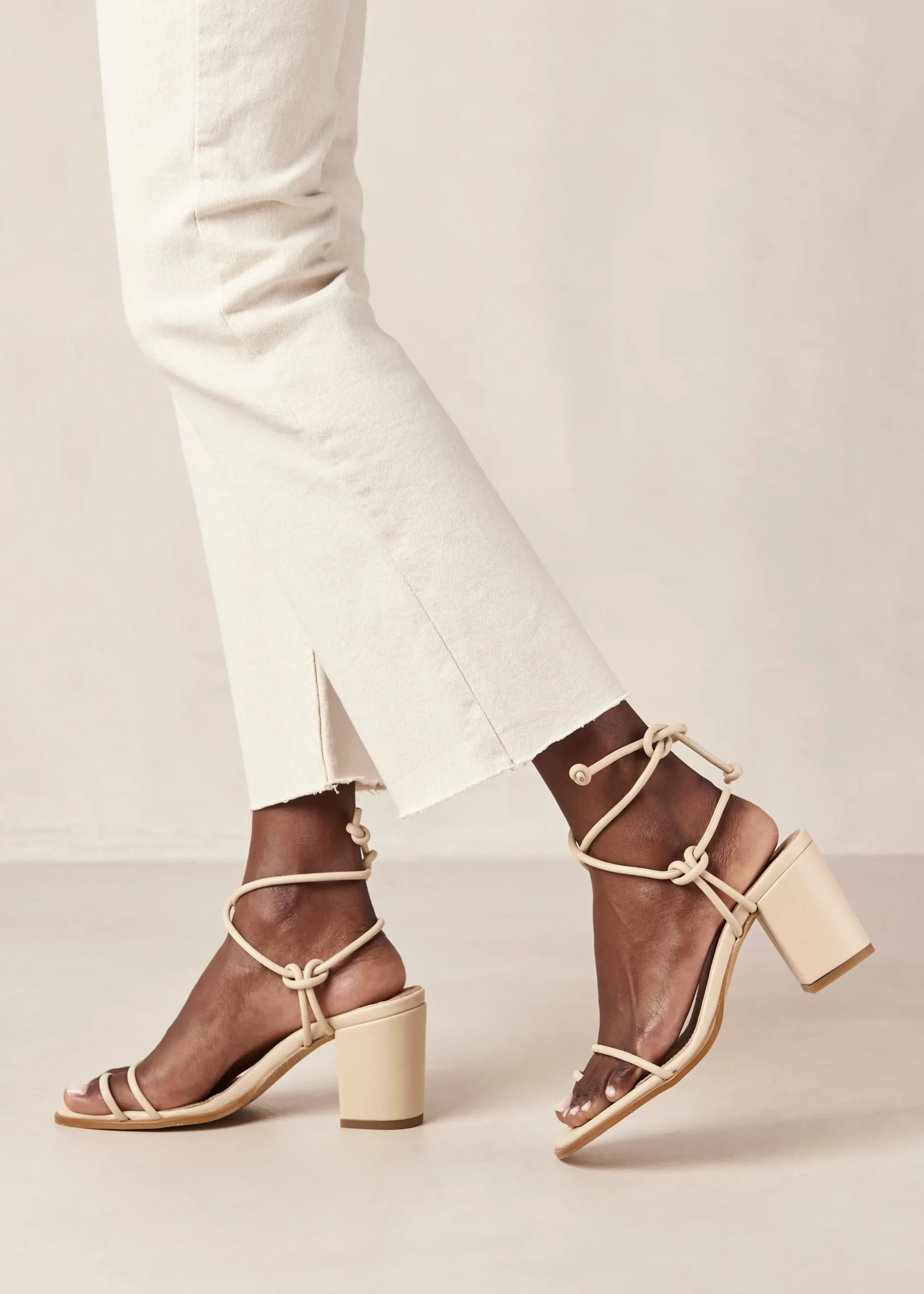 Grace Corn Cream Vegan Leather Sandals