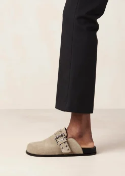 Halia Beige Leather Mules