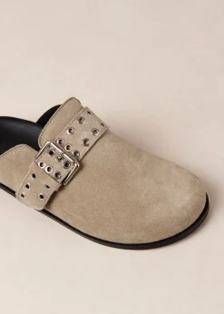Halia Beige Leather Mules