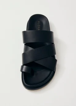 Harllow Black Leather Sandals