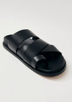 Harllow Black Leather Sandals