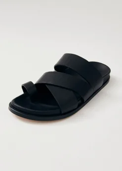 Harllow Black Leather Sandals