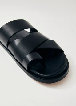 Harllow Black Leather Sandals
