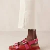 Harper Bicolor Red Magenta Leather Sandals