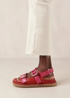 Harper Bicolor Red Magenta Leather Sandals