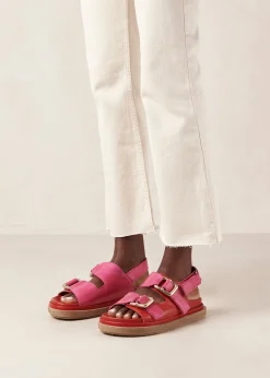 Harper Bicolor Red Magenta Leather Sandals
