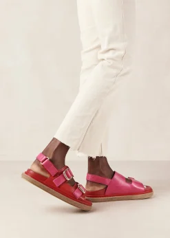 Harper Bicolor Red Magenta Leather Sandals