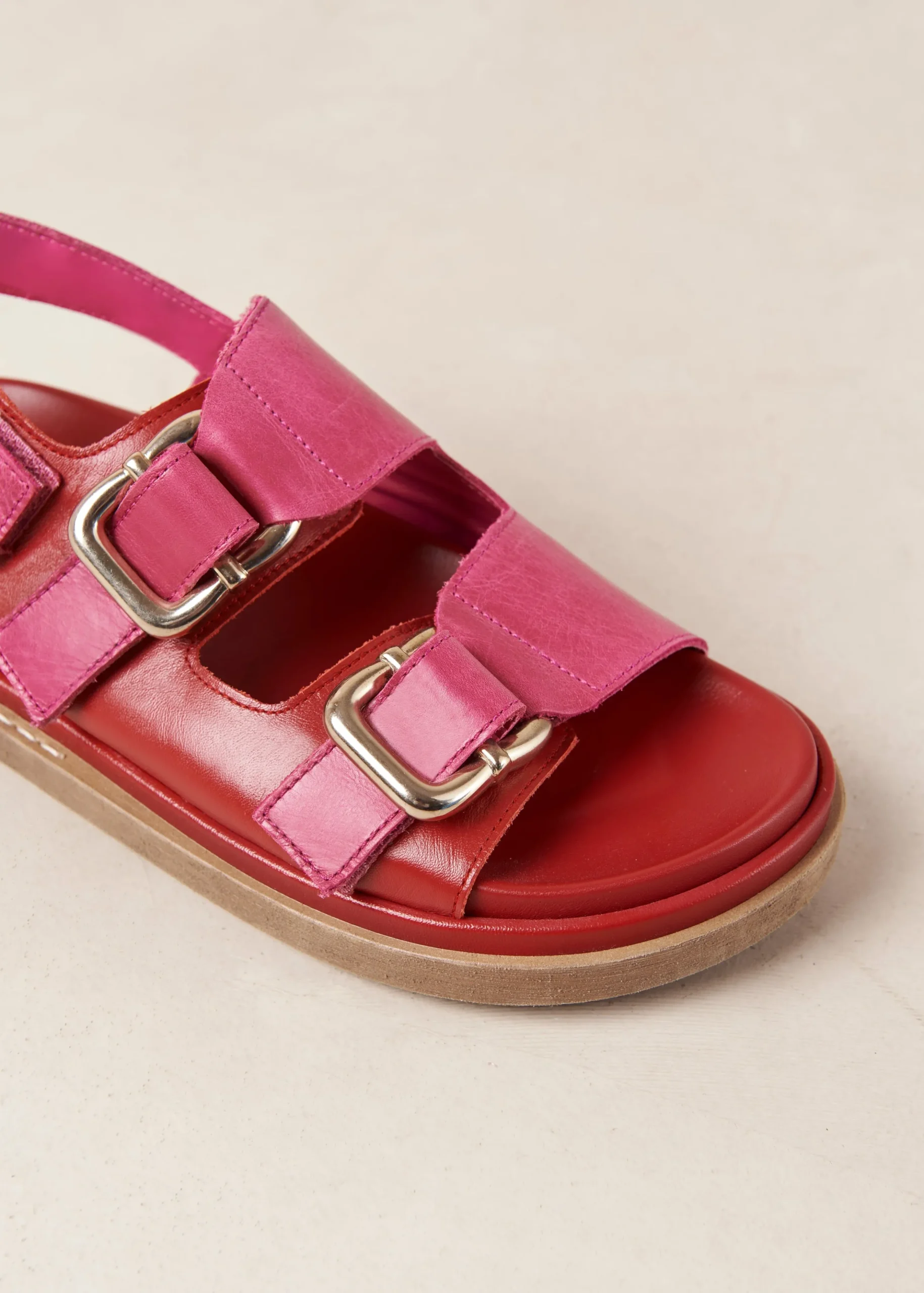 Harper Bicolor Red Magenta Leather Sandals