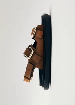 Harper Suede Brown Leather Sandals