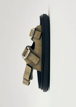 Harper Suede Khaki Leather Sandals