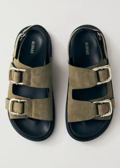 Harper Suede Khaki Leather Sandals