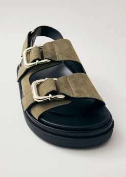Harper Suede Khaki Leather Sandals