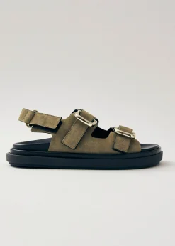 Harper Suede Khaki Leather Sandals
