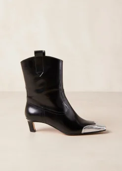 Hudson Shimmer Bicolor Black Silver Leather Ankle Boots