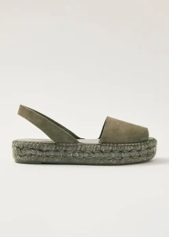 Ibizas Suede Green Leather Espadrilles