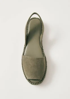 Ibizas Suede Green Leather Espadrilles
