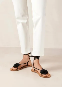 Jakara Black Leather Sandals