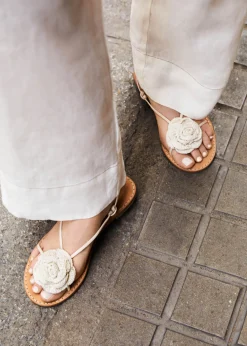 Jakara Cream Leather Sandals