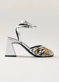 Jessa Shimmer Silver Gold Leather Sandals