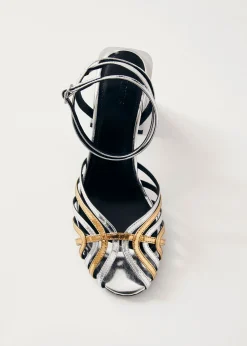 Jessa Shimmer Silver Gold Leather Sandals
