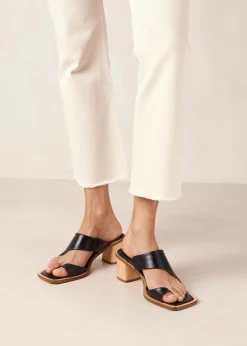 Josie Black Leather Sandals