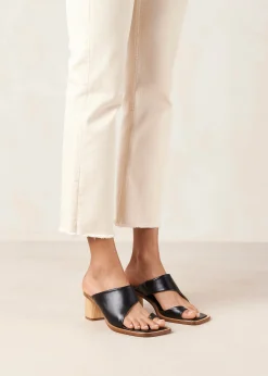 Josie Black Leather Sandals
