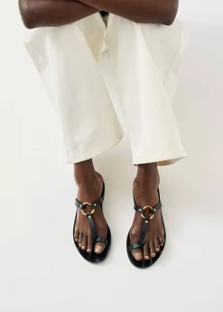 Jovie Black Leather Sandals