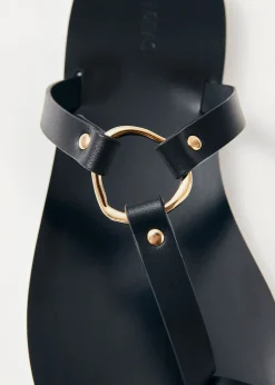 Jovie Black Leather Sandals