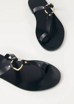 Jovie Black Leather Sandals