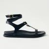 Kizzi Black Leather Sandals