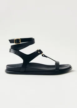 Kizzi Black Leather Sandals