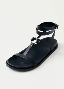 Kizzi Black Leather Sandals