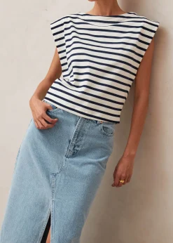 Laurent Stripes Navy And Cream Tshirt