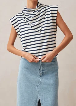 Laurent Stripes Navy And Cream Tshirt