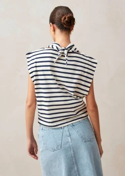 Laurent Stripes Navy And Cream Tshirt