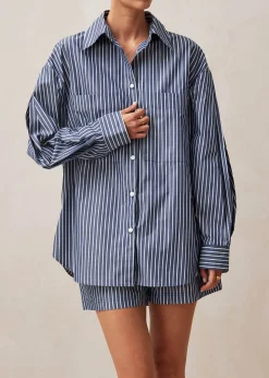 Lenaire Blue And White Stripe Shirt