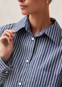 Lenaire Blue And White Stripe Shirt